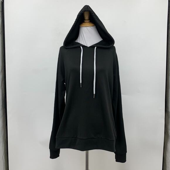 Bebe Sport Hoodie Sweatshirt Women S Oversized Drawstring Raglan Logo Sleeve - Picture 2 of 10